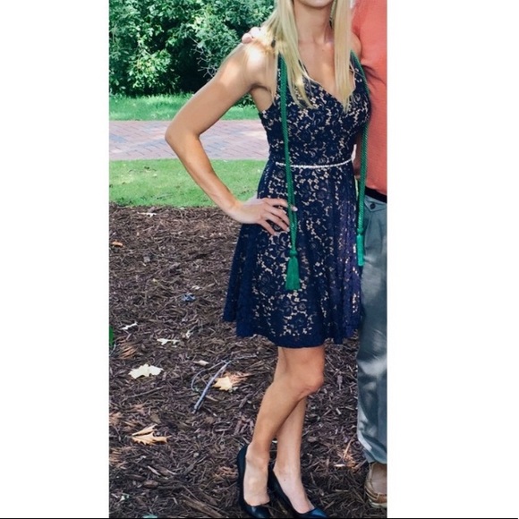 Jodi Kristopher A-Line Navy and Cream Dress - Picture 7 of 7